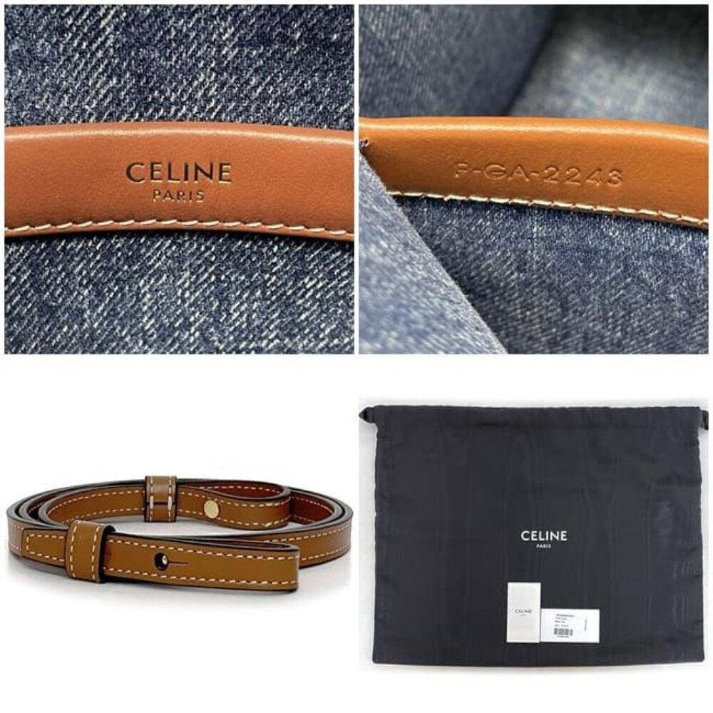 Celine 2-Way Bag Cabas Tice Blue Brown Triomphe - Picture 10 of 10